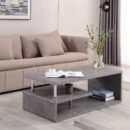 Modern Grey Faux Concrete Multi-Level Coffee Table