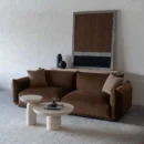 Modern Caramel Brown Plush Velvet Sofa