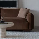 Modern Caramel Brown Plush Velvet Sofa