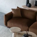 Modern Caramel Brown Plush Velvet Sofa