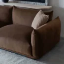 Modern Caramel Brown Plush Velvet Sofa