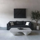 Modern Charcoal Black Upholstered Sofa with Loose Cushions