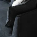 Modern Charcoal Black Upholstered Sofa with Loose Cushions