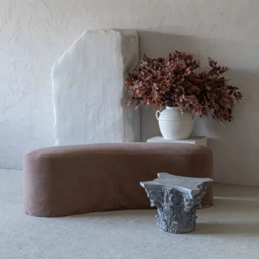 Soft Mauve Curved Upholstered Entryway Bench