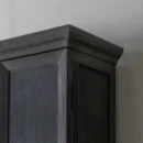 Tall Dark Wood Distressed Slim Storage Cabinet