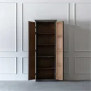 Tall Dark Wood Distressed Slim Storage Cabinet