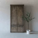 Rustic Distressed Wood Tall Storage Cabinet