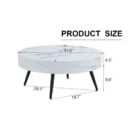 Modern Faux Marble Round Coffee Table with Tapered Black Legs