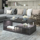 Modern Grey Faux Concrete Multi-Level Coffee Table