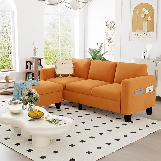 Contemporary Orange Sectional Sofa