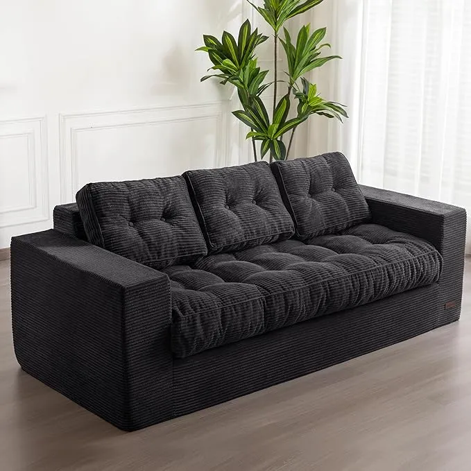 Modern Charcoal Corduroy Sofa