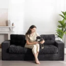 Modern Charcoal Corduroy Sofa